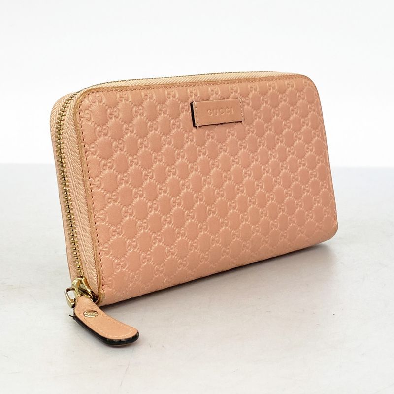 Gucci Long Wallet Micro Guccissima 449391 Leather Pink Chien Pan Gold Hardware