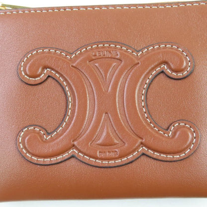 Celine Coin Purse Cuil Triomphe Tan Smooth Calf Leather Card Pouch Coin Case