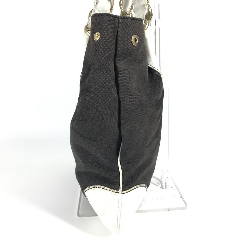 Chanel Shoulder Bag CC Coco Mark Bicolor Leather / Canvas Black