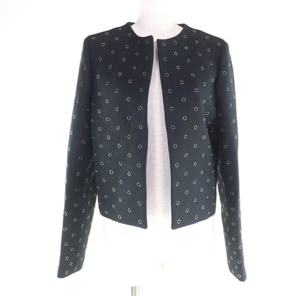 Christian Dior 241 V20 X1162 Wool Silk Blend Eyelet Design Front Open Collarless