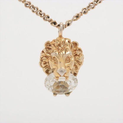 Gucci Michele Lion Head Necklace With GP And Rhinestones