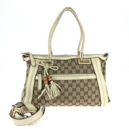 Gucci Bella Beige Ivory Gold Hardware GG Canvas Shoulder Bag Handbag