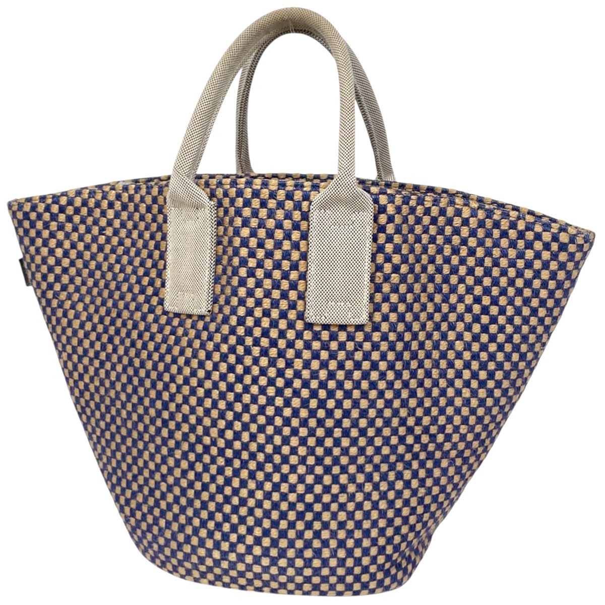 Hermes Pannier Bus PM Jute Tote Linen Blue Beige