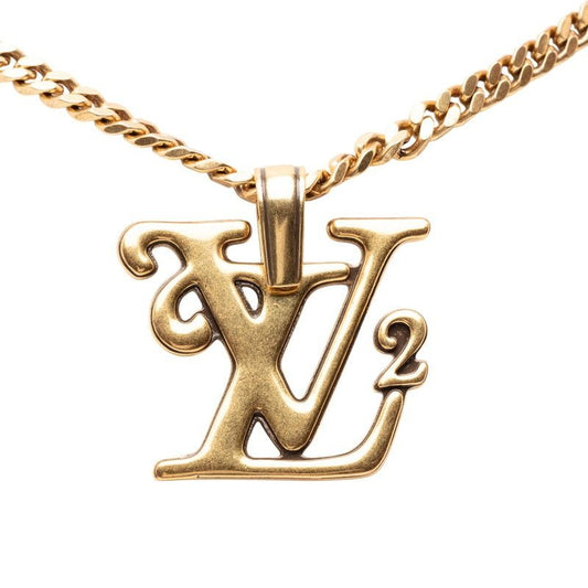 Louis Vuitton NIGO Collier Squared Chain Pendant Necklace Gold Plated