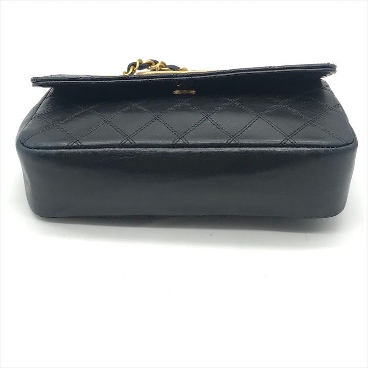Chanel Big CC Logo Bicolor Push Lock Mini Quilted Chain Shoulder Bag Black