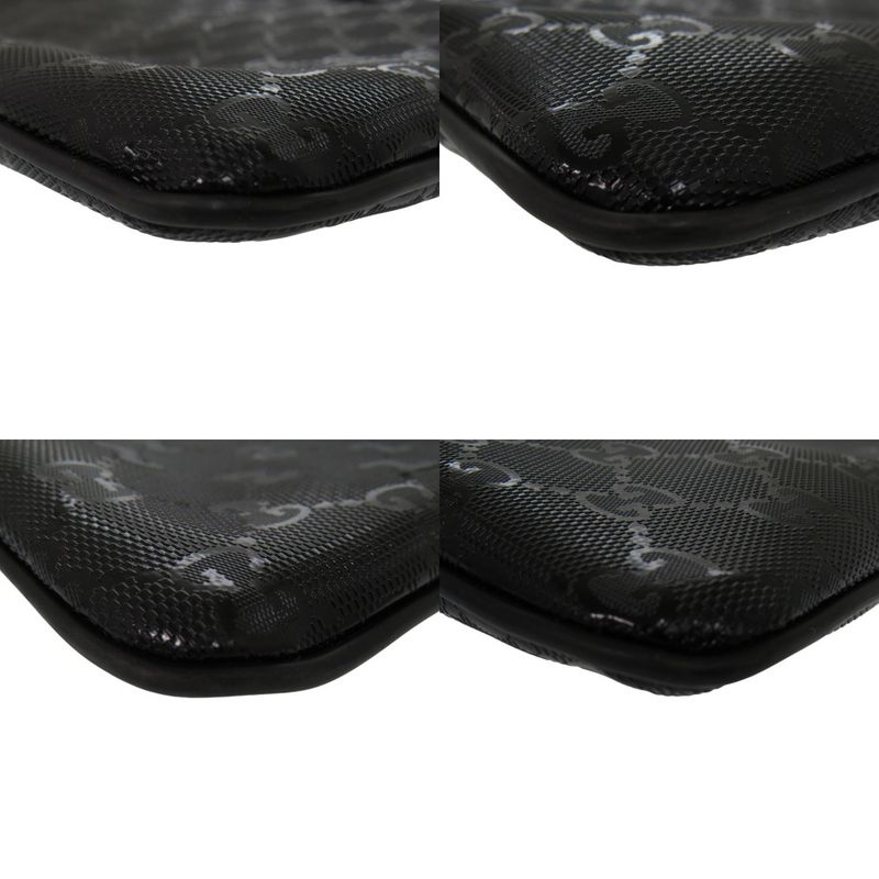 Gucci Imprime 201446 Coated Canvas Leather Black Shoulder Bag Black 1317 Gucci