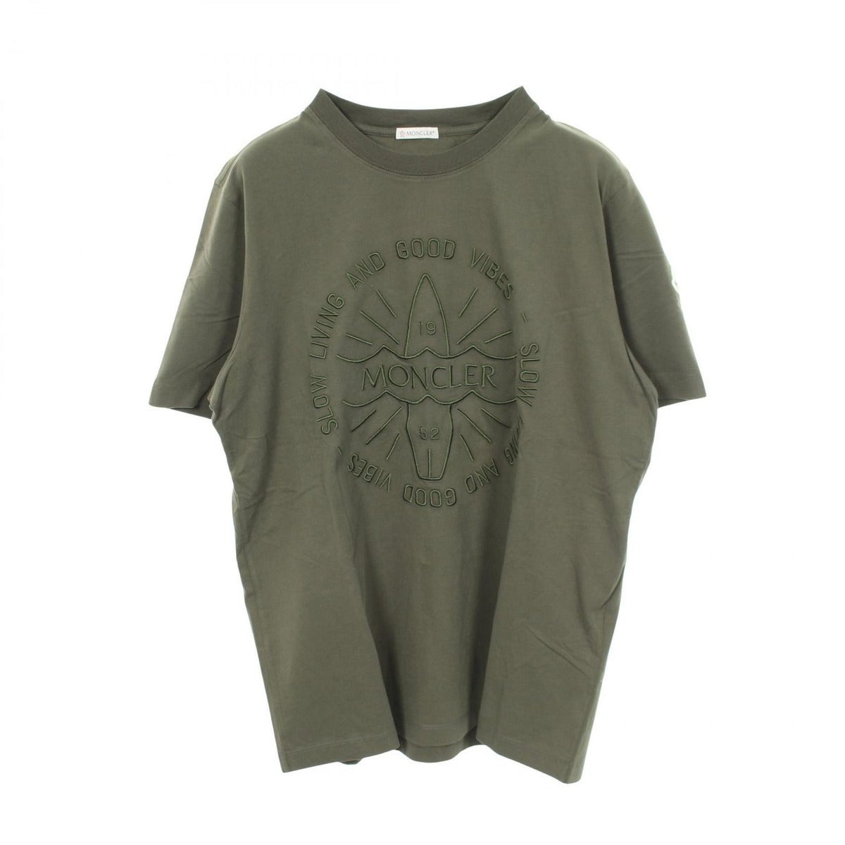 Moncler Short Sleeve T-Shirt Khaki Green Cotton