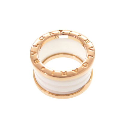 Bulgari B-zero1 4 Band 18K Pink Gold 750pg White Ceramic #49 Ping Gold Ring