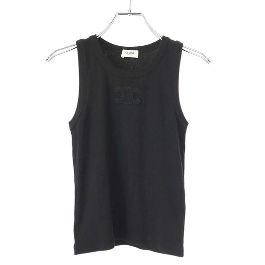 Celine 25ss Triomphe Ribbed Tank Top 2x45n0v19.38no Black XS