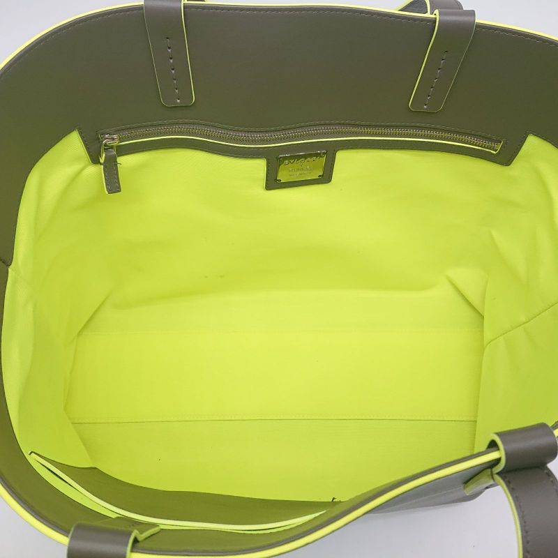 Bulgari X Fragment Collaboration Tote Bag Gray Neon Yellow Storage Bag