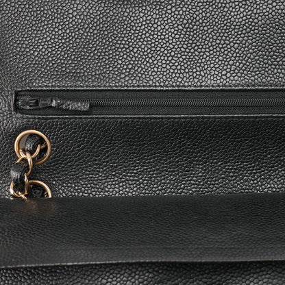 Chanel Chain Shoulder Bag Matelasse Double Flap 25 Caviar Skin Black (gold