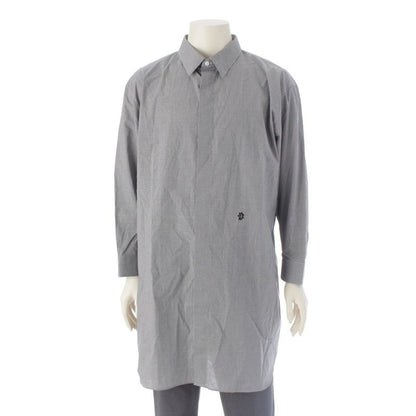 Dior Cotton CD Logo Embroidery Check Long Sleeve Shirt Mm5 A5313 Aaaa Gray