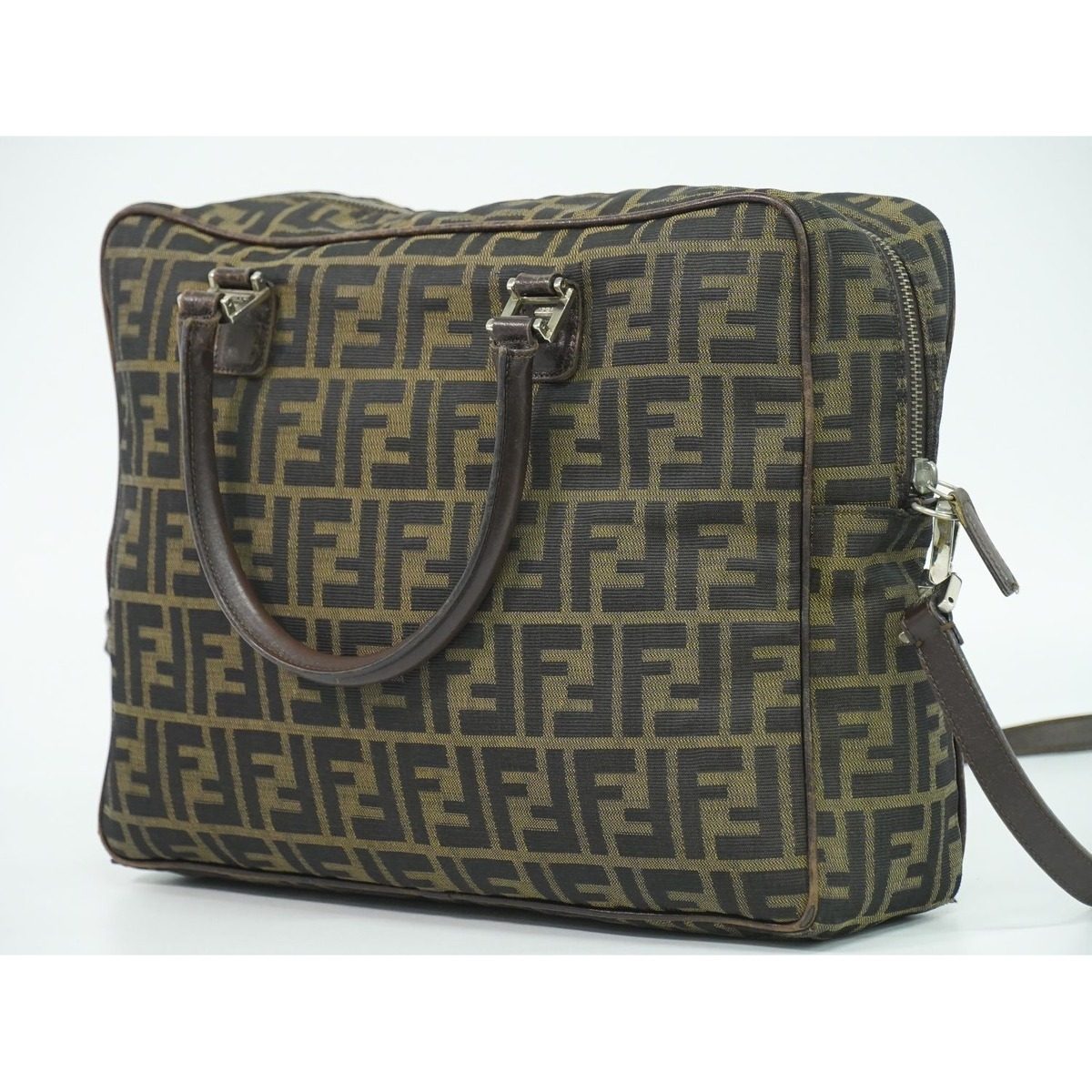 Fendi Zucca 2-Way Business Shoulder Bag Canvas Brown — view 2