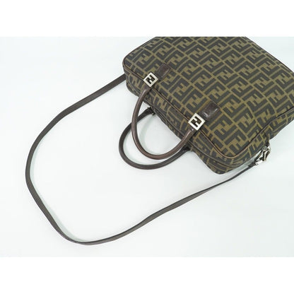 Fendi Zucca 2-Way Business Shoulder Bag Canvas Brown — view 4
