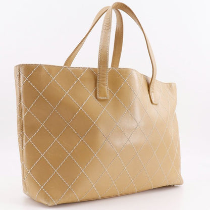 Chanel Wild Stitch Calf Beige Women's Tote Bag