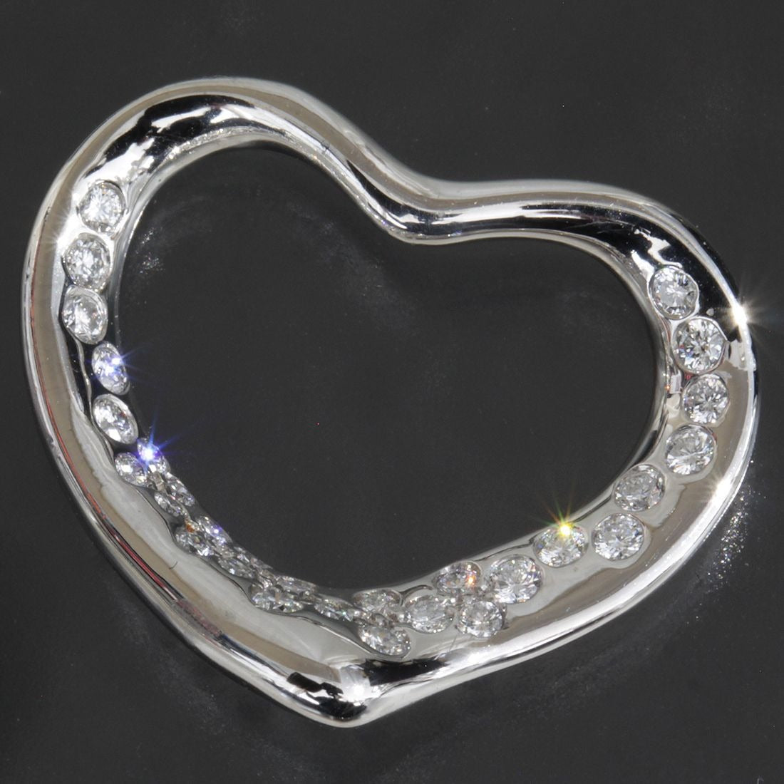 Tiffany & Co. Open Heart Pendant Top Diamond