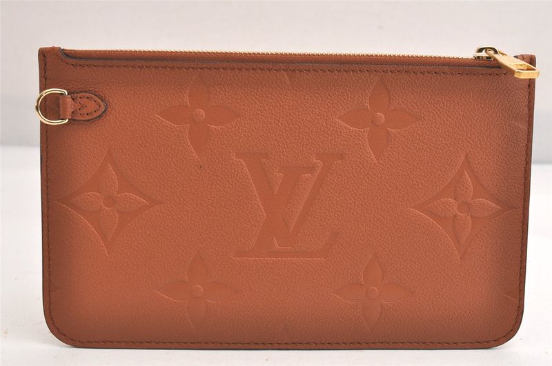 Louis Vuitton Monogram Empreinte Neverfull Pouch Wallet Brown LV 3391n