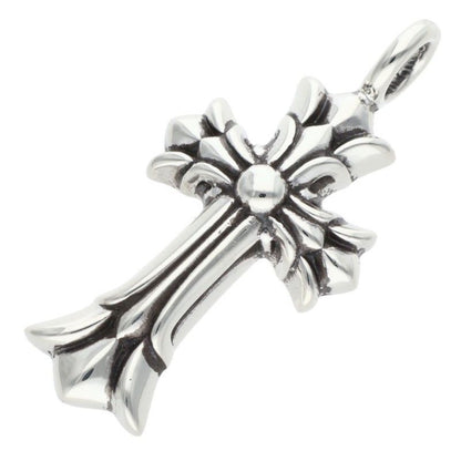 Chrome Hearts Dbl CH Crs Double CH Cross Charm Silver Necklace Top