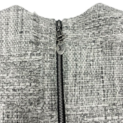 Louis Vuitton Dress Cotton Gray Tweed Short Sleeve 22 SS