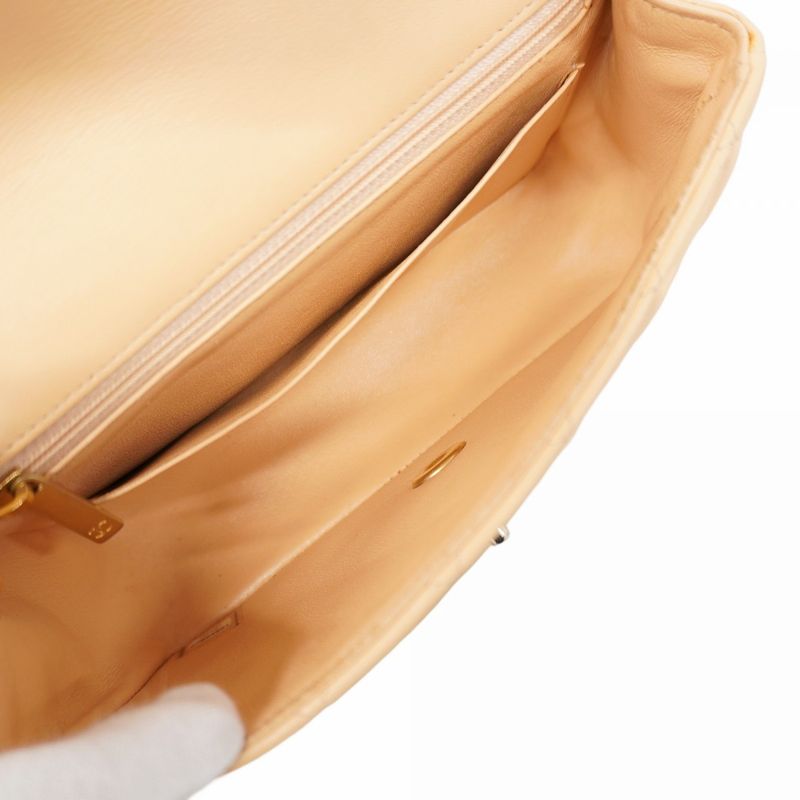 Chanel Shoulder Bag Mini Matelasse Lambskin Beige Chien Pan Gold Hardware Women