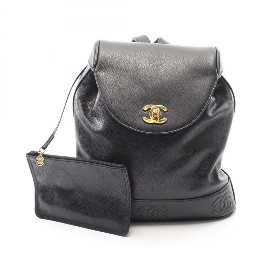Chanel Backpack Triple CC Logo Black Caviar Leather