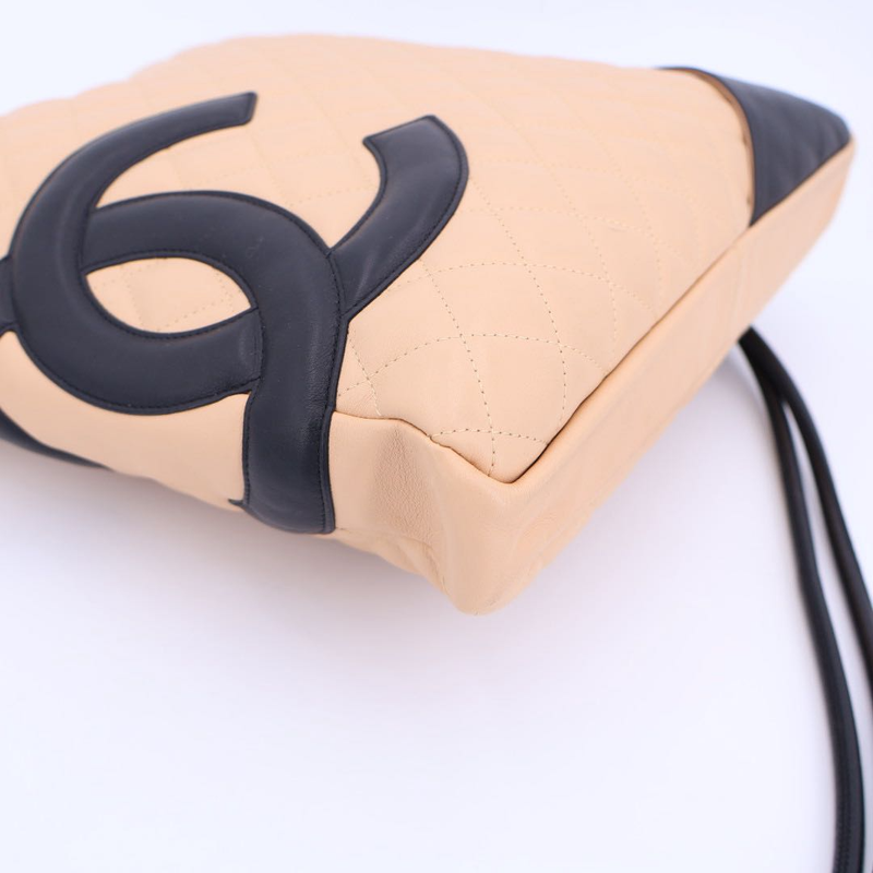 Chanel Cambon Line Large Shoulder Bag A25179 Beige Black SV