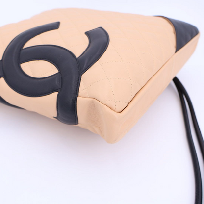 Chanel Cambon Line Large Shoulder Bag A25179 Beige Black SV