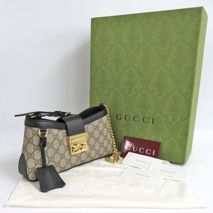 Gucci Padlock Small Shoulder Bag 811705 Black GG Supreme Canvas Black