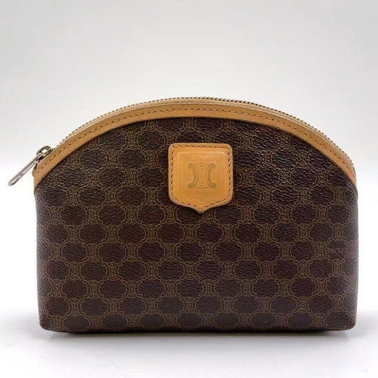 Celine Macadam Leather X PVC Brown Pouch Gold