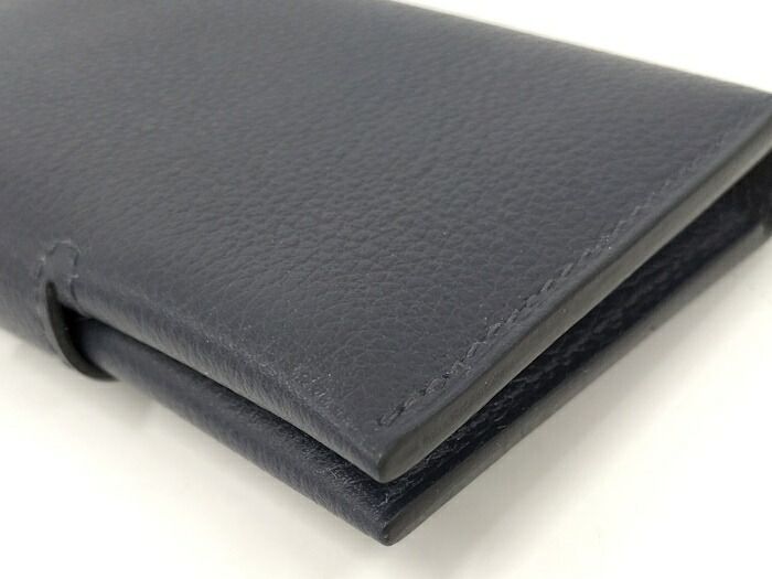 Hermes Serie Card Case Leather Navy Stamped B