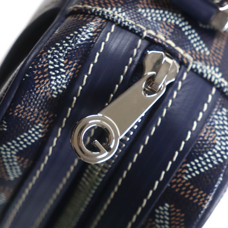 goyard Cupveil PM Canvas Leather Allover Logo Square Shoulder Bag Navy Storage