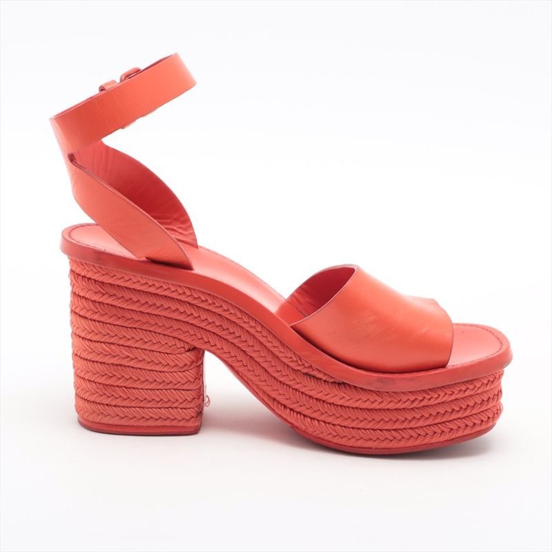 Celine Phoebe Period Leather Jute Sandals Women's 36 Red Made In Italy