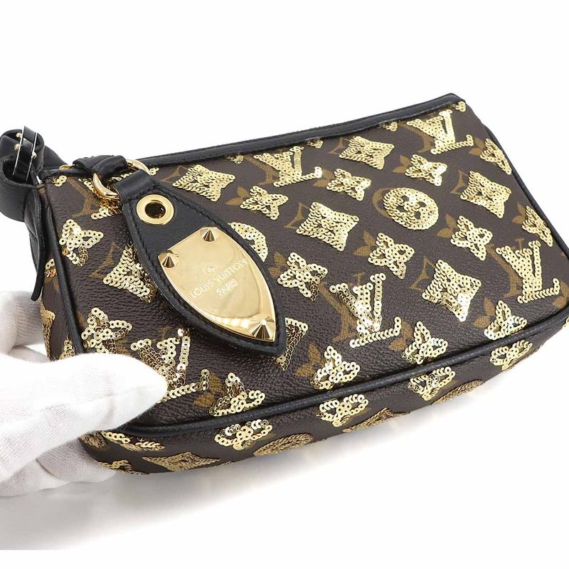 Louis Vuitton Monogram Eclipse Pochette Axessoire Hand Bag Sequins 90296779