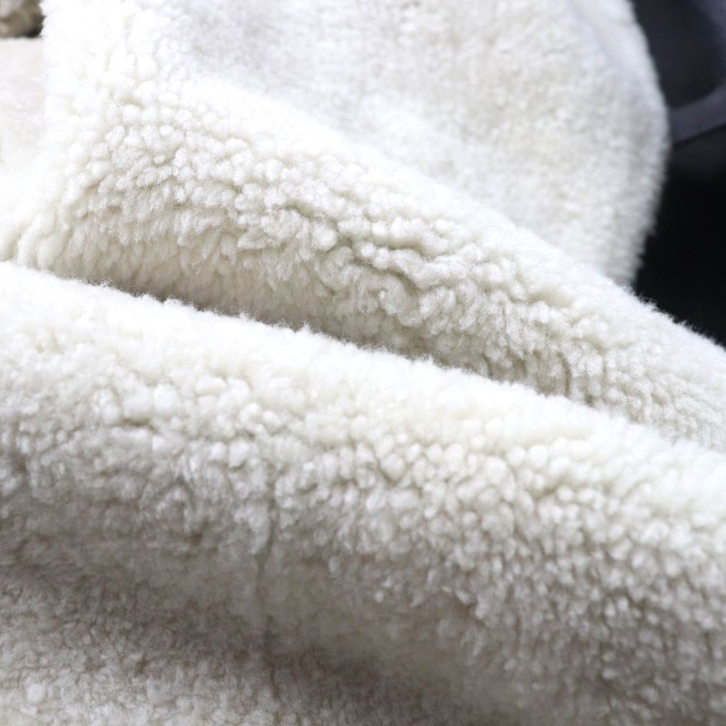 Louis Vuitton Sheepskin Reversible Belt Design Collarless Mouton Coat Black/whit