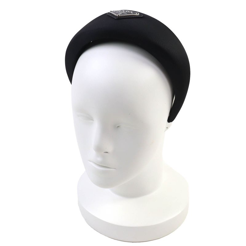 Prada 1ih016 Triangle Logo Triangle Logo Plate Headband Hair Accessory Black