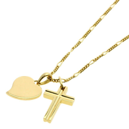 Bvlgari Cross Heart Vintage Necklace 18k Yellow Gold