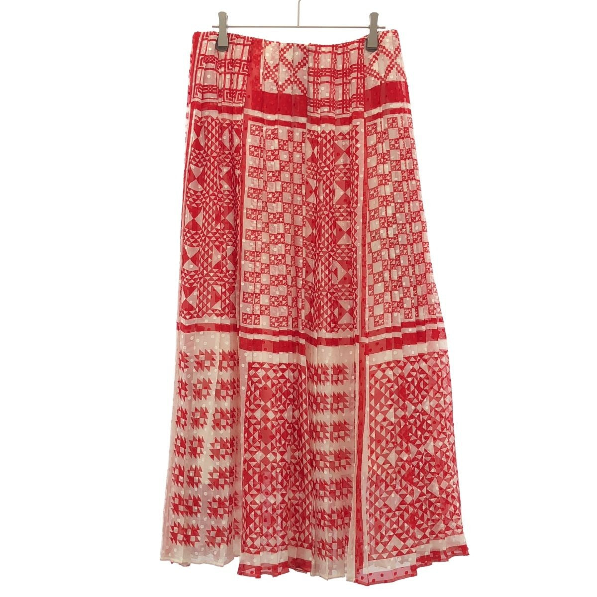 Fendi Pleated Silk Chiffon Skirt Red 40