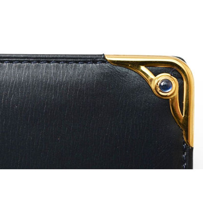 Cartier Fold Wallet Bifold Billfold Vintage Sapphire Leather — view 4
