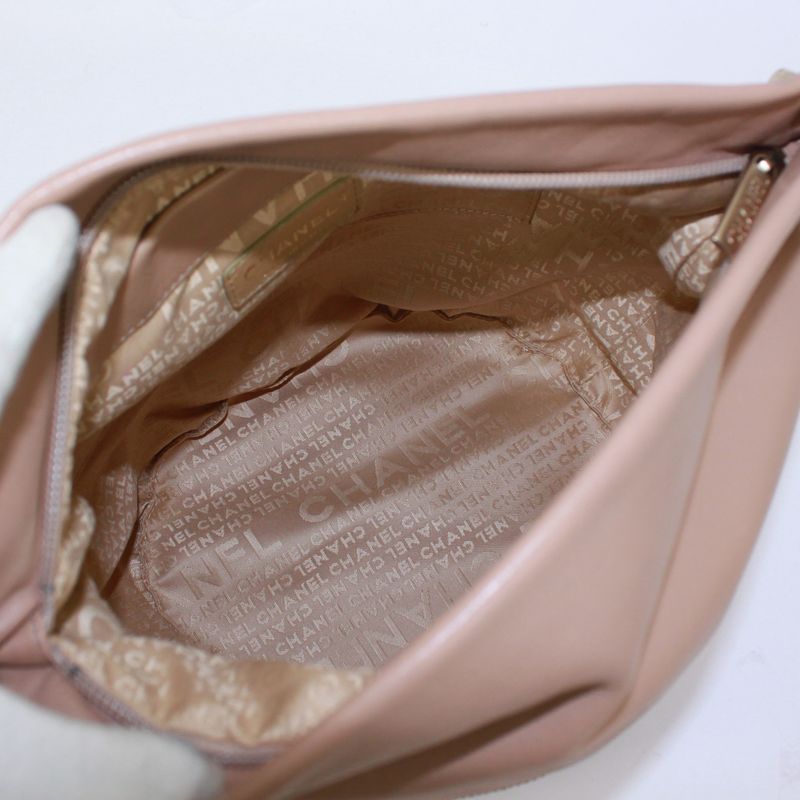 Chanel Coco Mark One Shoulder Bag Calfskin Beige Handbag Gold