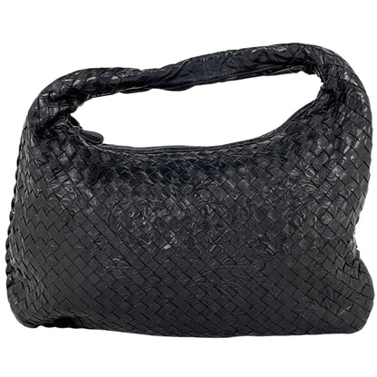 Bottega Veneta Intrecciato Shoulder Bag Leather Black