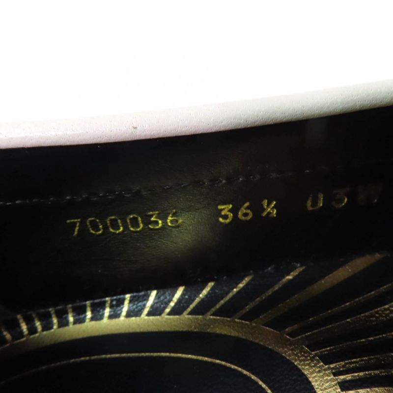 Gucci 700036 Metal Logo Leather Loafer Ivory Gold Hardware 36.5 With Box And