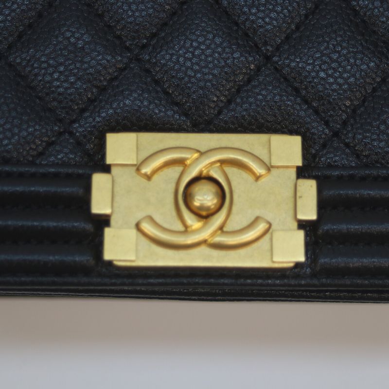 Chanel A67364 Black Caviar Skin Ghardware Mini Boy Chanel 15 Chain Shoulder Bag