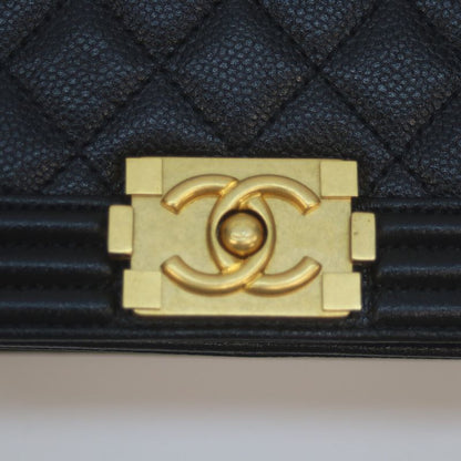 Chanel A67364 Black Caviar Skin Ghardware Mini Boy Chanel 15 Chain Shoulder Bag
