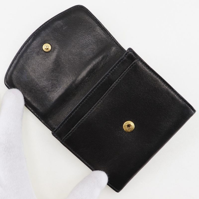 Chanel Coco Mark Vintage Lambskin Black Ladies Coin Case