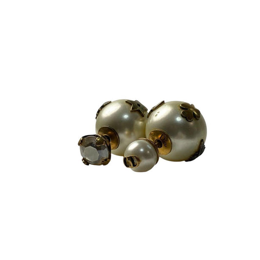 Dior Tribal Earrings Faux Pearl Bee Logo