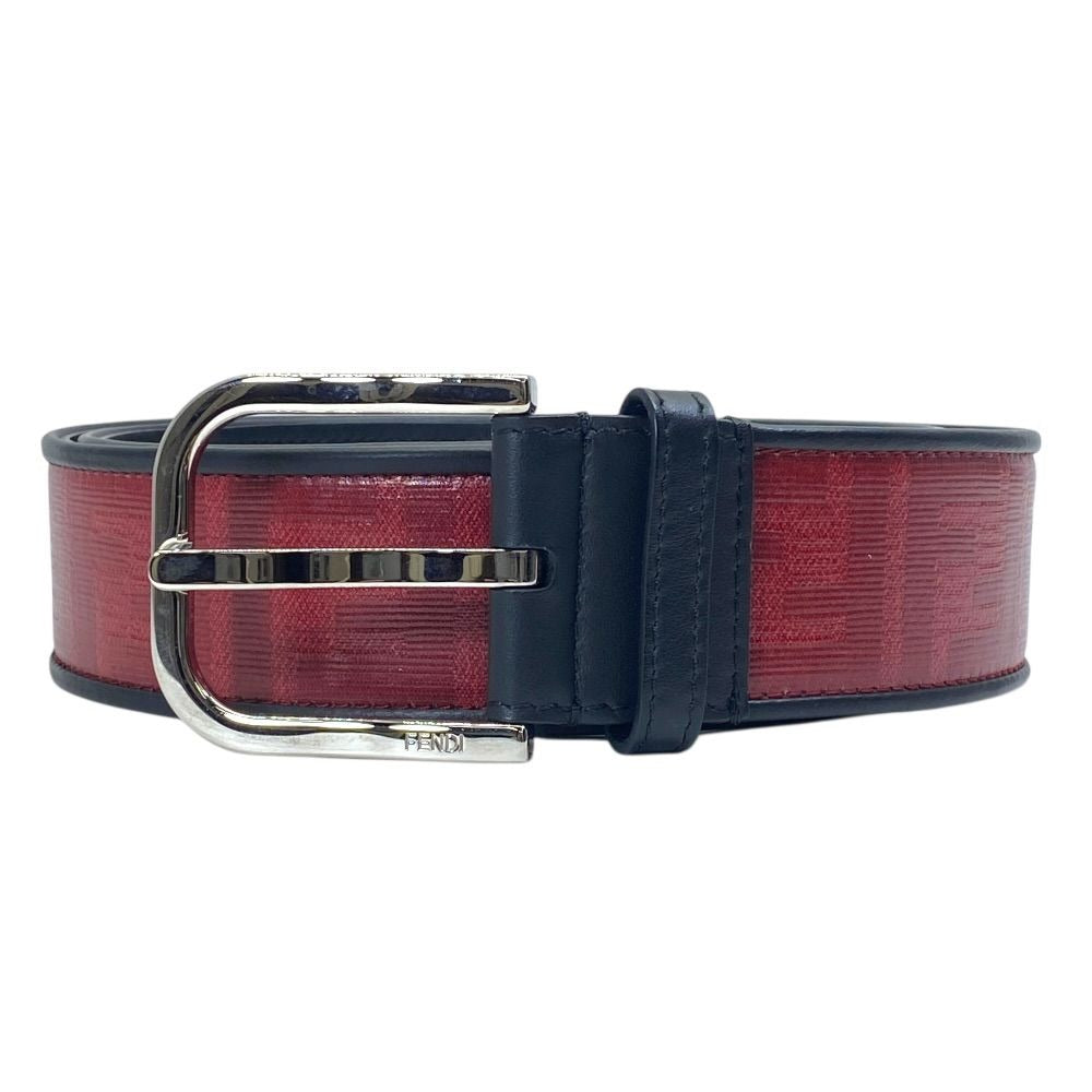 Fendi FF Logo Leather Belt Silver Red Sophistication Luxury Presence Practical