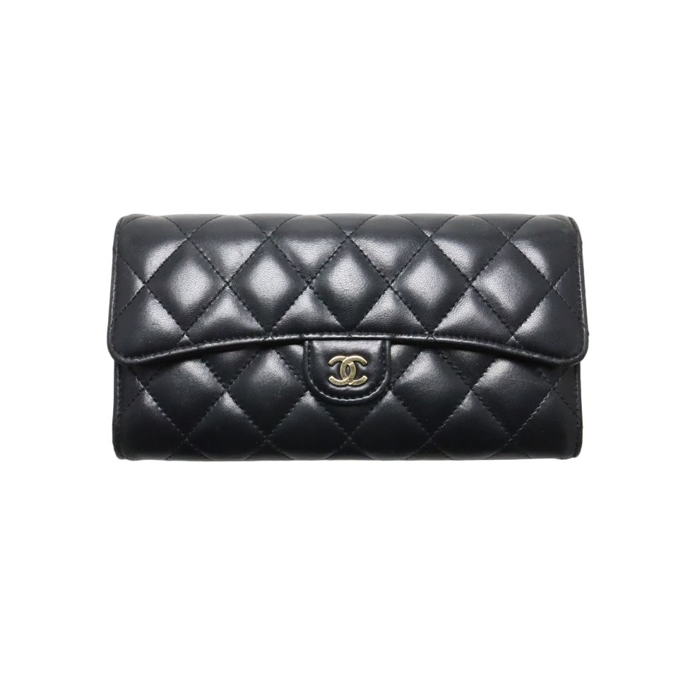 Chanel Quilted GD Leather Bifold Wallet