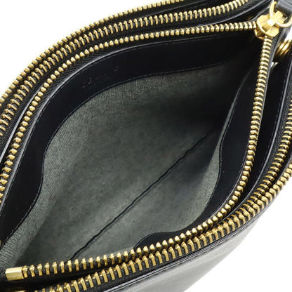 Celine Trio Small Shoulder Bag Shoulder Pouch Pochette Crossbody Leather Black