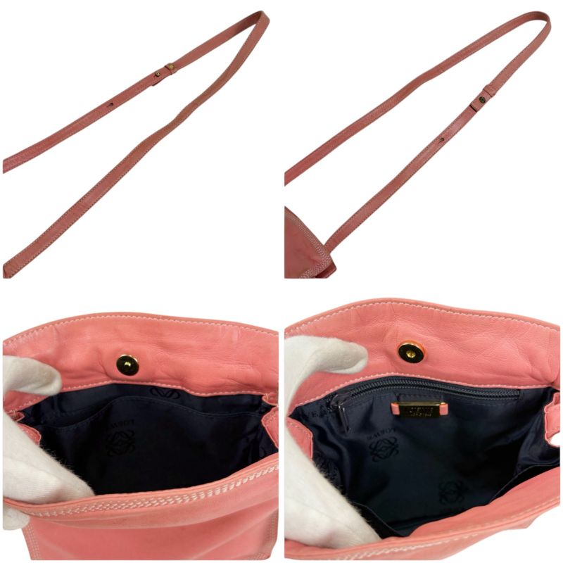 Loewe Mini Shoulder Bag Drawstring Shape Flamenco Pink Nappa Leather Anagram
