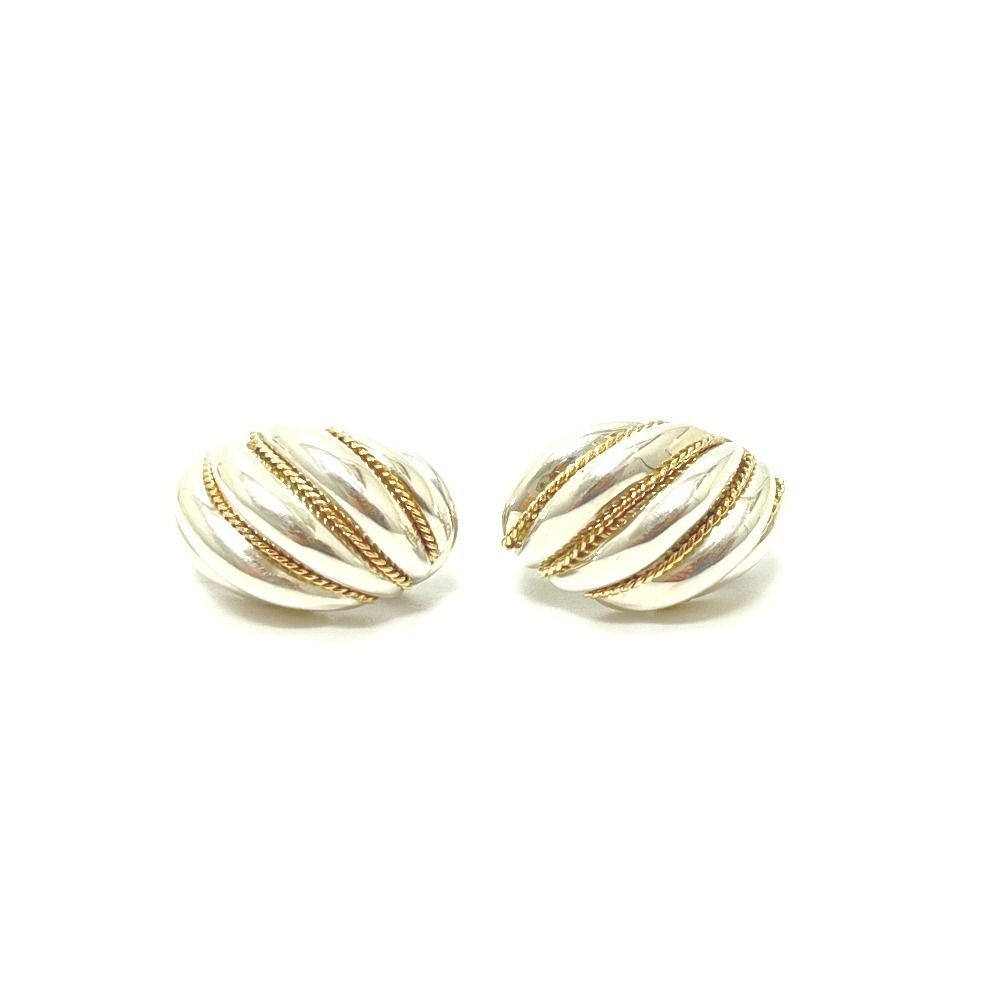 Tiffany & Co Earrings Twist Loop Dome Silver Gold